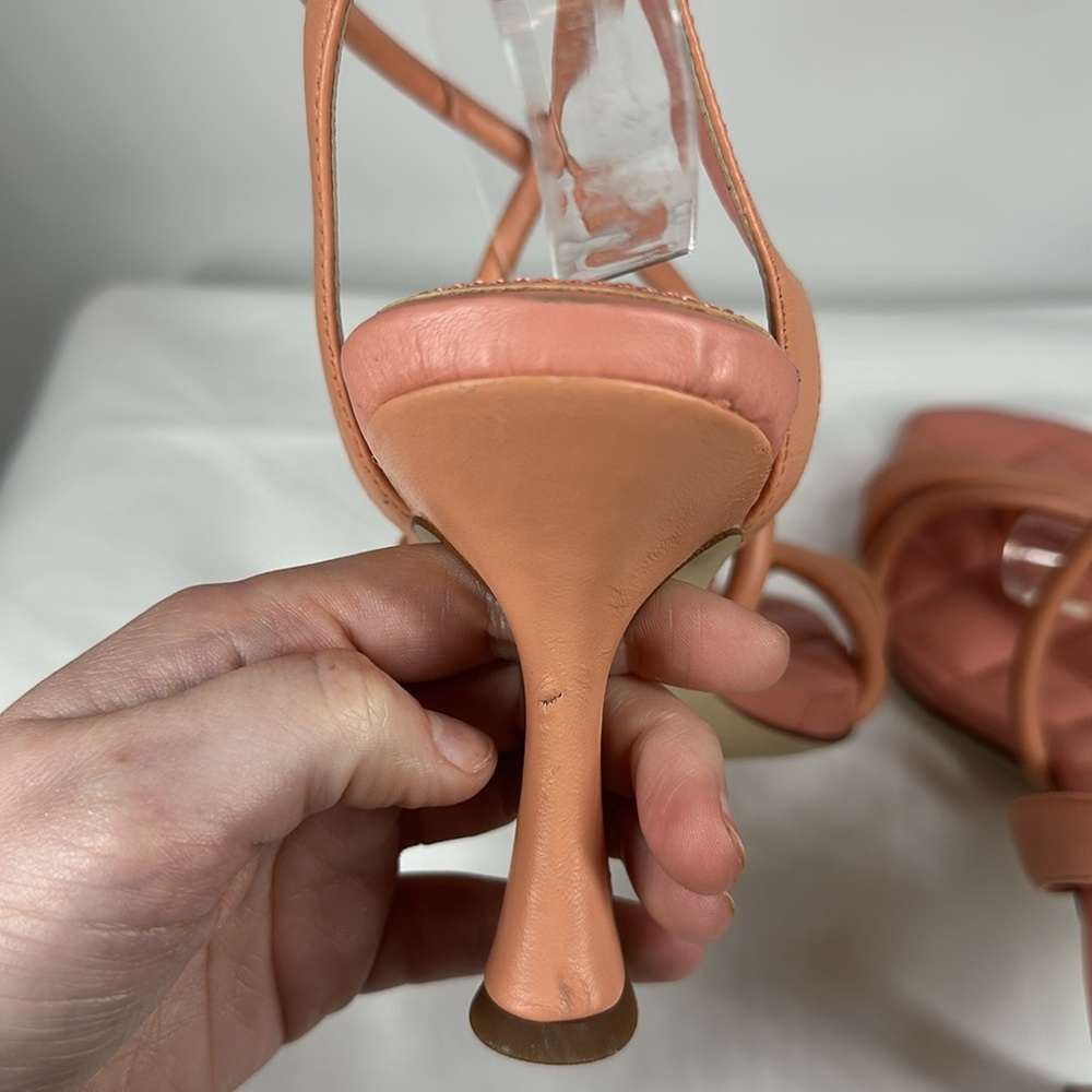 Sam Edelman | Women’s Maven 9.5 Peach Strappy Sandals Leather Square Toe - Picture 6 of 8